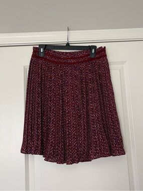 Banana Republic Women's Red Printed Pleated Midi Skirt